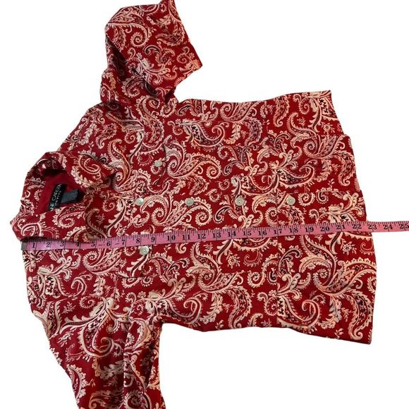 Ann Carson Women's Sz P/M Red Paisley Western Cropped Lightweight Button Jacket - Picture 4 of 11